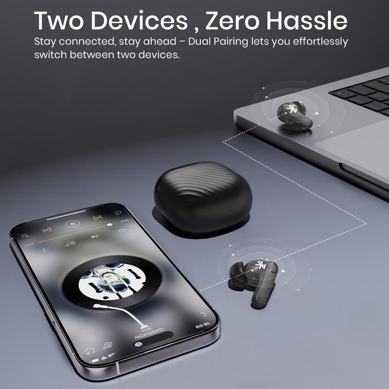 SIAWAG BTW73 Bluetooth Earbuds with ANC & ENC Noise Cancelling, 800Mah Battery, Dual Device Pairing, 60Ms Low Latency, IPX5 Waterproof, Fast Charging, Stylish Blue Design, Perfect for Women & Couples