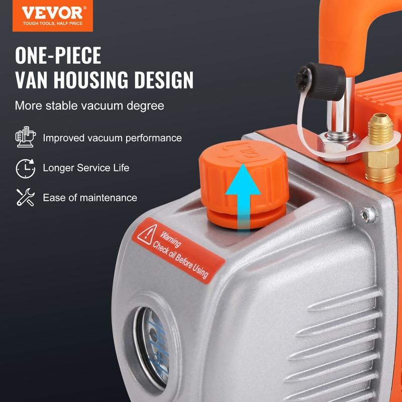 VEVOR 3 Gallon Vacuum Chamber and 3.5 CFM Pump Kit, Tempered Glass Lid Vacuum Degassing Chamber Kit, Single Stage Vacuum Pump with 250 Ml Oil Bottle, for Stabilizing Wood, Degassing Silicones, Epoxies
