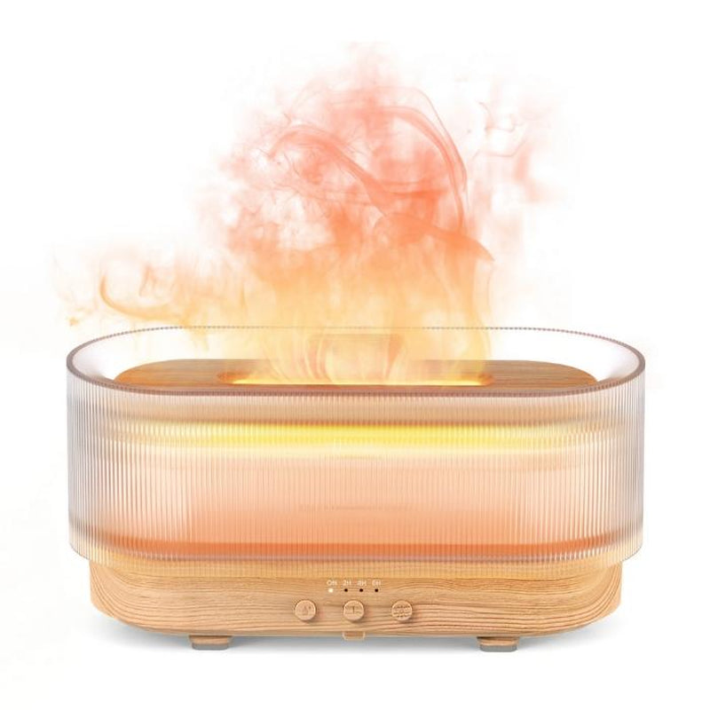 Sejoy Essential Oil Diffuser for Home Bedroom, 300Ml Cool Mist Humidifier with Flame Light, 6 Colors Changed, Dark Wood Grain