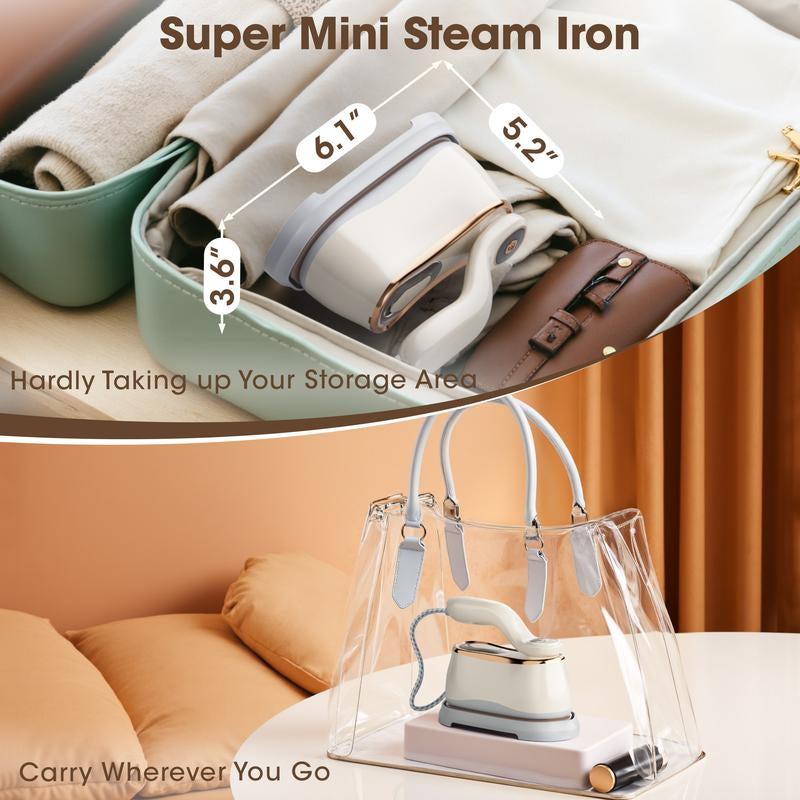 TEHANLD Travel Steamer Iron for Clothes Mini - Portable Ironing Machine Travel Small Size Portable Steamer Travel College Dorm Home Essentials Steamer for Clothes
