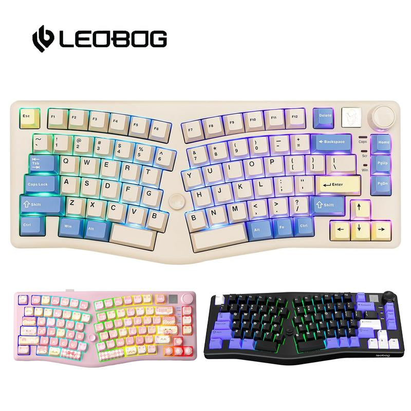 LEOBOG A75 75% Alice Keyboard, Wireless Gaming Keyboard with Knob and Joystick Design, Top Mount Mechanical Keyboard with Flex-Cut PCB, PC Plate, Magnetic Stands for Win/Mac