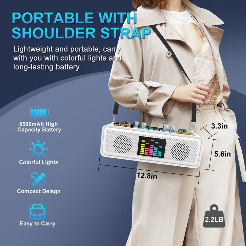 Hosabely Karaoke Machine Bluetooth Speaker Sound Card with Single Microphone, Portable Party Karaoke Machine for Adults Kids with DJ Lights, PA System Best Gift for All Powered Mixers Audio Smartphone
