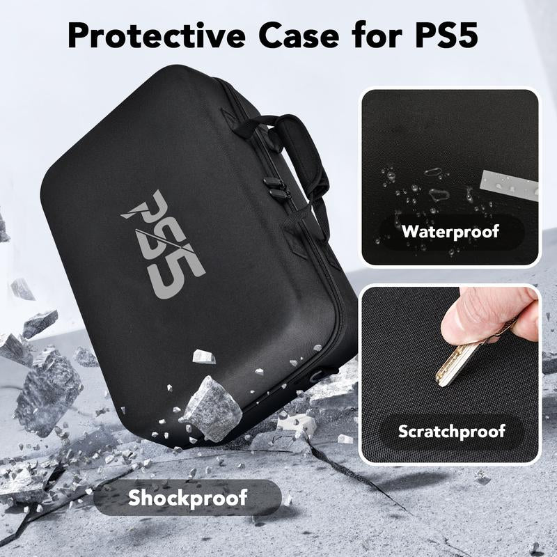 Carrying Case Compatible with PS5, Hard Shell Carry Case Travel Bag, Organizer Protective Case for Playstation 5 Console,Dual Controller and Accessories