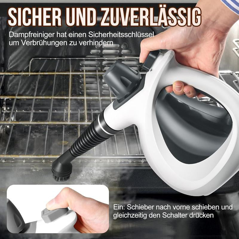 1050W Powerful Handheld Steam Cleaner and Mop, 12-In-1, 350Ml Water Tank Capacity, Chemical-Free Deep Cleaning, Suitable for Car, Kitchen, Bathroom, Multi-Purpose Deep Cleaning, Removes Dirt and Grease, Disinfects, Degreasing, Back to School Gift