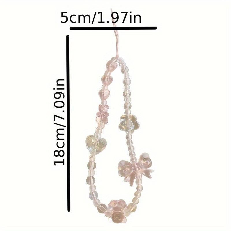 Adorable Pink Bear-Themed Phone Lanyard with a Love Bow - a Fashionable and Secure Hands-Free Accessory. Smartphone Cellphone