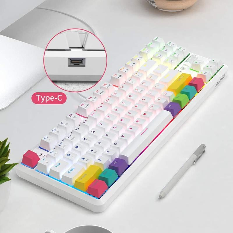 AJAZZ K870T TKL Wired/Wireles RGB Mechanical Keyboard | Rechargeable 2000Mah Tenkeyless Bluetooth Keyboard with Volume Wheel Design