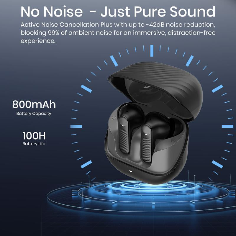 SIAWAG BTW73 Bluetooth Earbuds with ANC & ENC Noise Cancelling, 800Mah Battery, Dual Device Pairing, 60Ms Low Latency, IPX5 Waterproof, Fast Charging, Stylish Blue Design, Perfect for Women & Couples