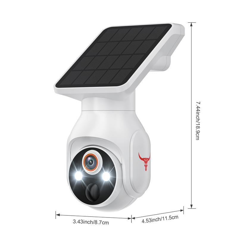 1080P Wifi Security Camera with Solar Panel, Wireless Outdoor, Camera for Home Security, Battery Powered, Pan Tilt, AI Motion Detection, Night Vision, 2-Way Talk, IP65, Cloud Storage, Human Detection, 2.4Ghz Only