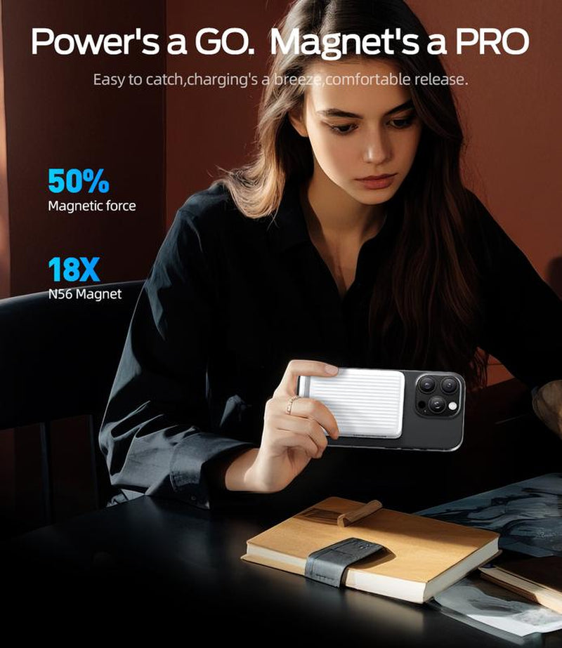 MOVE SPEED Qi2 Certified Magsafe Battery Pack, Kickstand 10,000Mah 15W Ultra-Fast Charging Portable Charger, Ergonomic Design, 30W USB-C Magslim Charger with Cable for Iphone 16/15/14/13/12,Father'S Day Gift