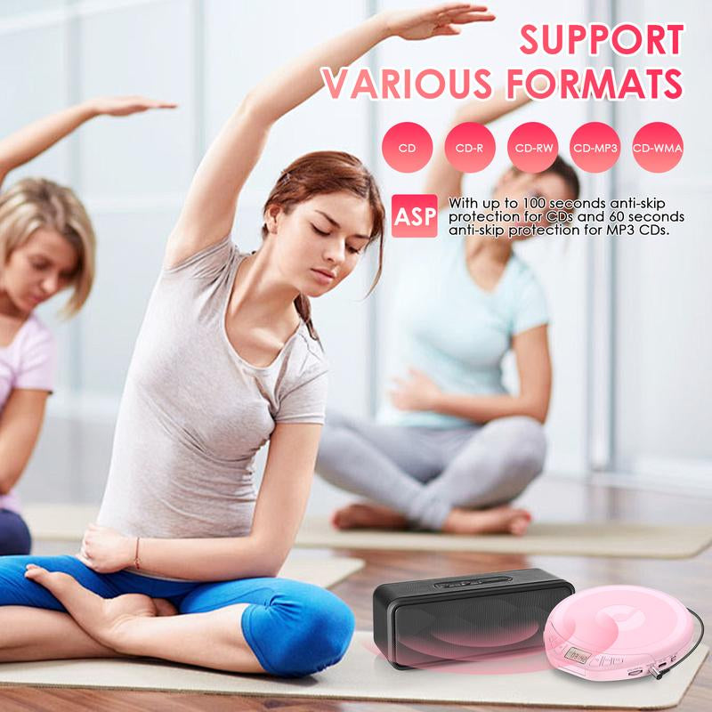 CD Player Portable CD Discman: with Earphones Portable CD Player for Car with Anti-Skip Shockproof Personal CD Player with LCD Display Support PROG Memory Function Repeat Playback Sound