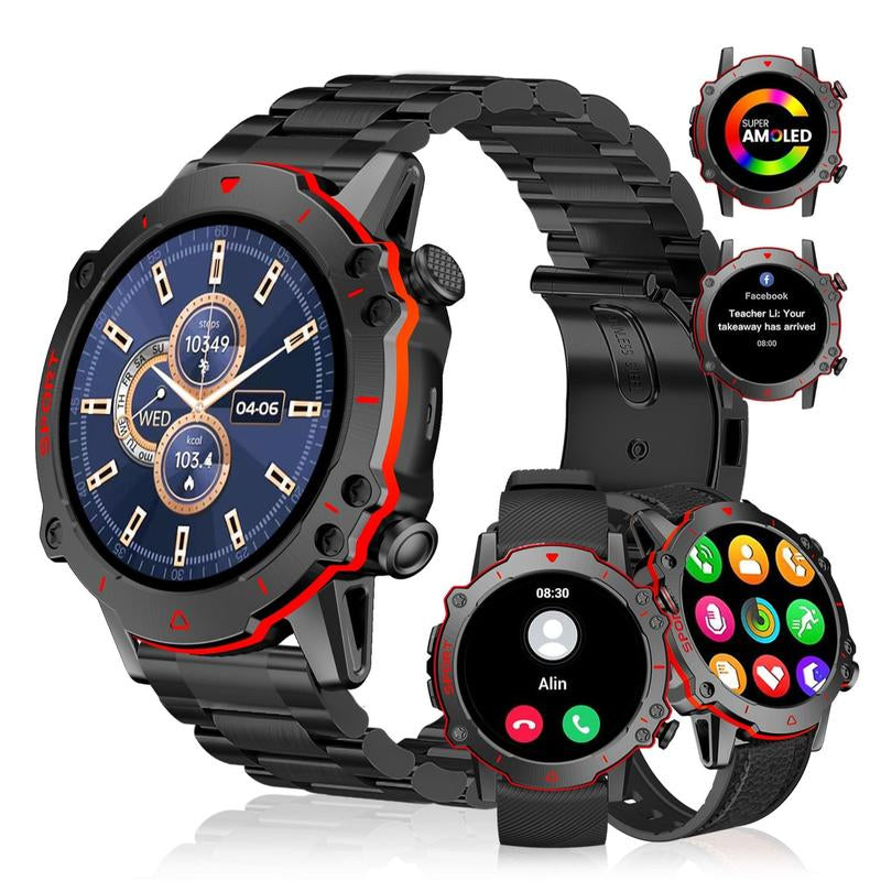 W&O Wireless Smartwatches , Full Touch Display, Weather Forecasts, Remote Camera Control, Music Management - USB Rechargeable, for Android & for Iphone - Perfect Christmas and New Year Gift