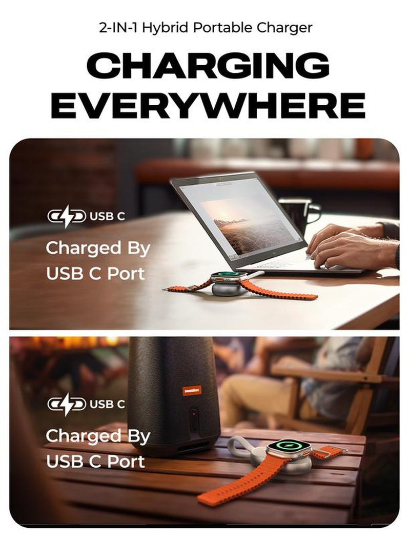 LISEN Portable Apple Watch Charger, Magnetic Fast Wireless Power Bank for Iwatch, Fast Charging for Apple Watch Series 9/8/7/6/5/4/3/2/SE. Usb