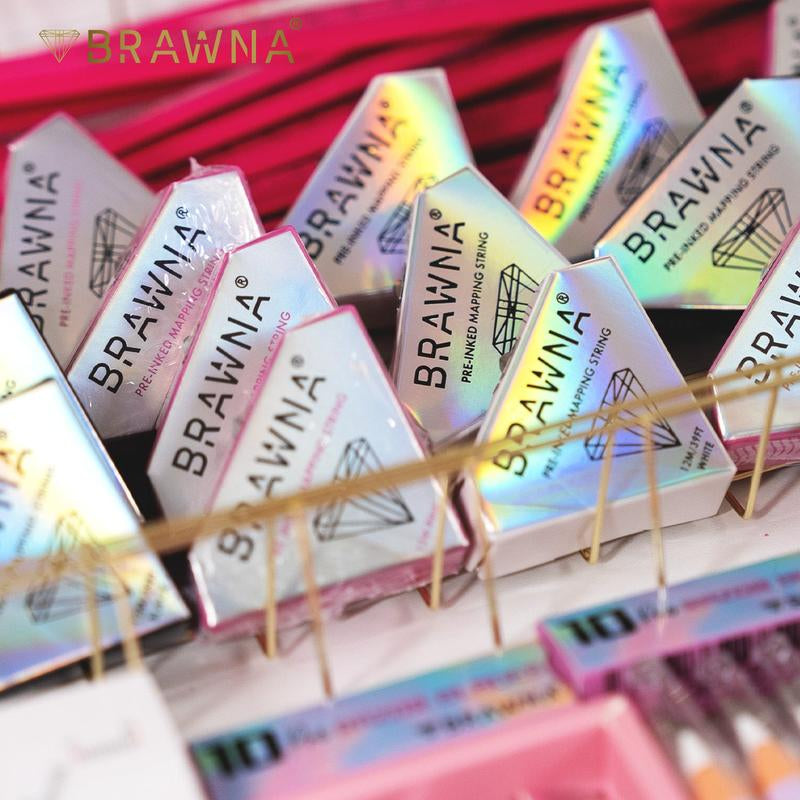 BRAWNA White and Pink Mapping String for Brows and Lips Measuring - PMU, Microblading, Brow Tint Supplies - Eyebrow Lamination Eyebrow Razors