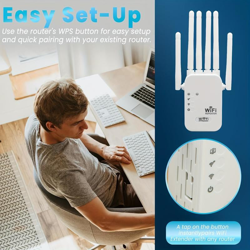 Wifi Extender, 300 Mbps Dual Band (5Ghz/2.4Ghz) Signal Booster, Repeater with Ethernet Port for Home, Gifts Wifi Extender Wifi Portable Range Indoor