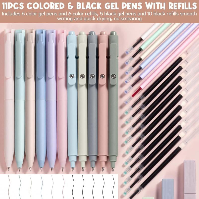 Aesthetic School Supplies with Cute Pencil Case, Pastel Highlighters Gel Pens Mechanical Pencils Set 0.5 0.7 & 2.0Mm, Office Back to School Supplies College Essentials Kit Student Stationary Set,Back to School Gift,Birthday'S Gift
