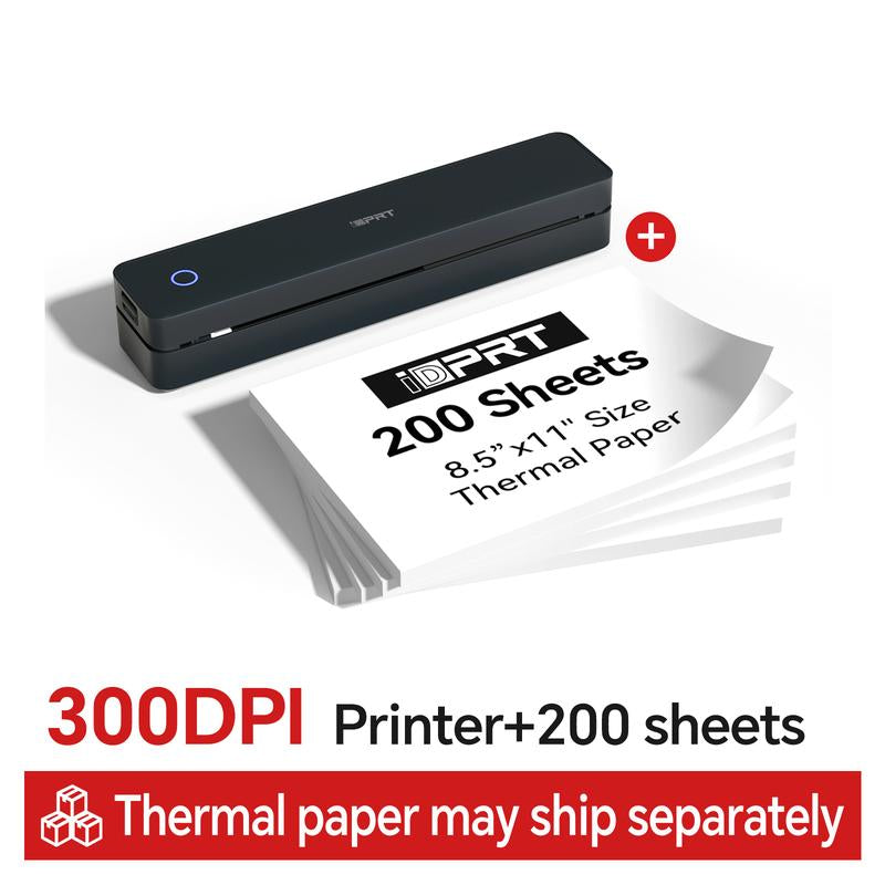 Portable Wireless Thermal Printer for Travel – 300DPI Inkless Mobile Bluetooth Printer, Supports 8.5" X 11" US Letter & A4, for Home, Office, and On-The-Go Printing
