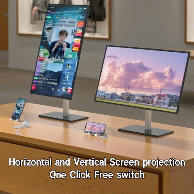 Wireless Screen Projector HD TV Monitor Portable Mobile Phone Connection TV Monitor HD Wireless 5G 4K Horizontal and Vertical Screen Connector Wireless HDMI Display Dongle Adapter Digital Products Smartphone