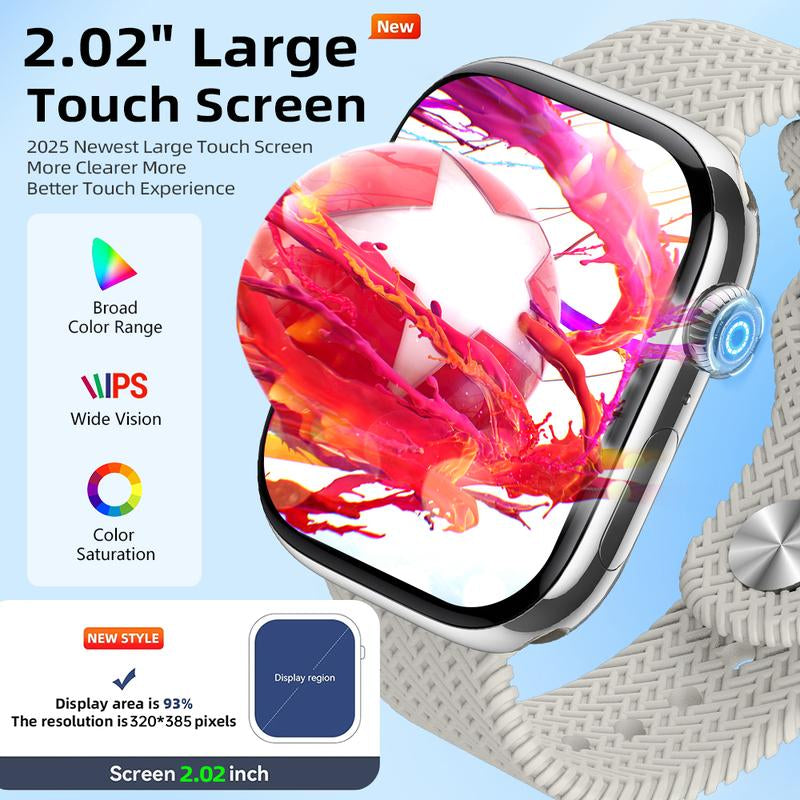 Ultimate Fitness Smartwatch W 2.02" Touchscreen, Heart Rate & Sleep Monitor, Waterproof, Sleek Black Aluminium Frame, All-Day Comfort, Long Battery Life – Ideal for Active Men & Women