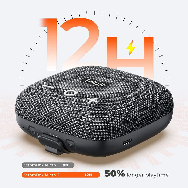 TRIBIT Stormbox Micro 2 Portable Bluetooth Speaker, Bike Speaker with IP67 Waterproof, Bluetooth 5.3, 12H Playtime, Powerbank Wireless Speaker