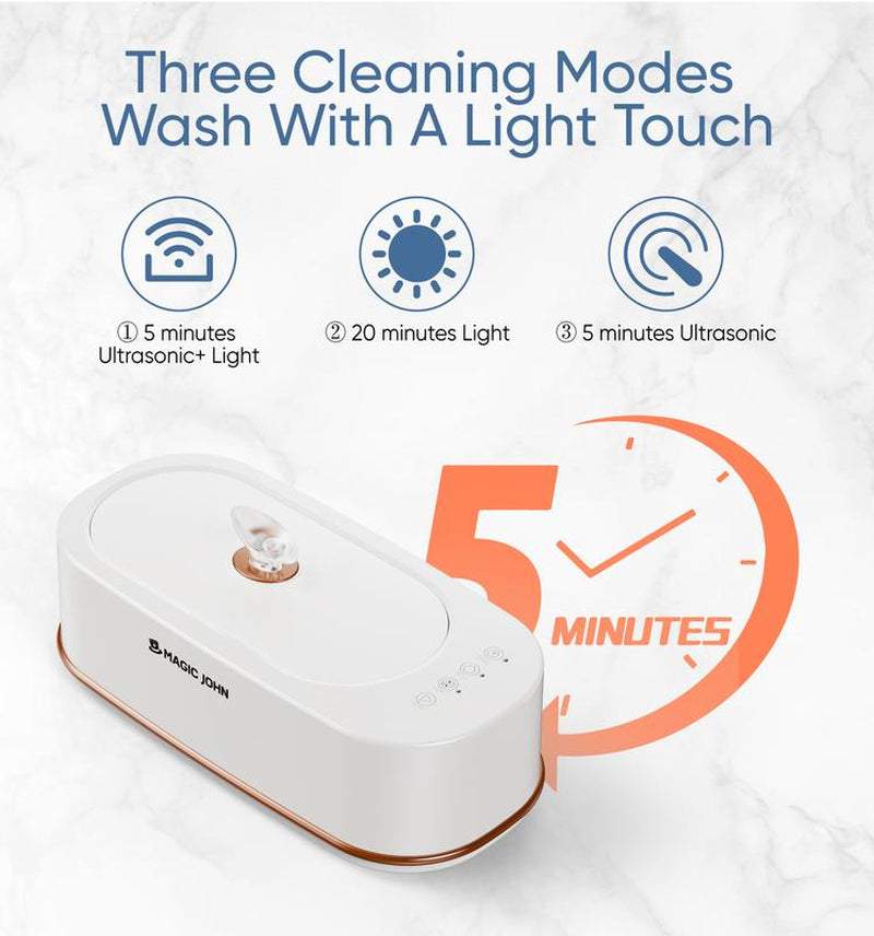 MAGIC JOHN 47Khz Ultrasonic Cleaner with Sterilization – Professional Jewelry & Eyewear Cleaning Machine, Portable for Home & Office