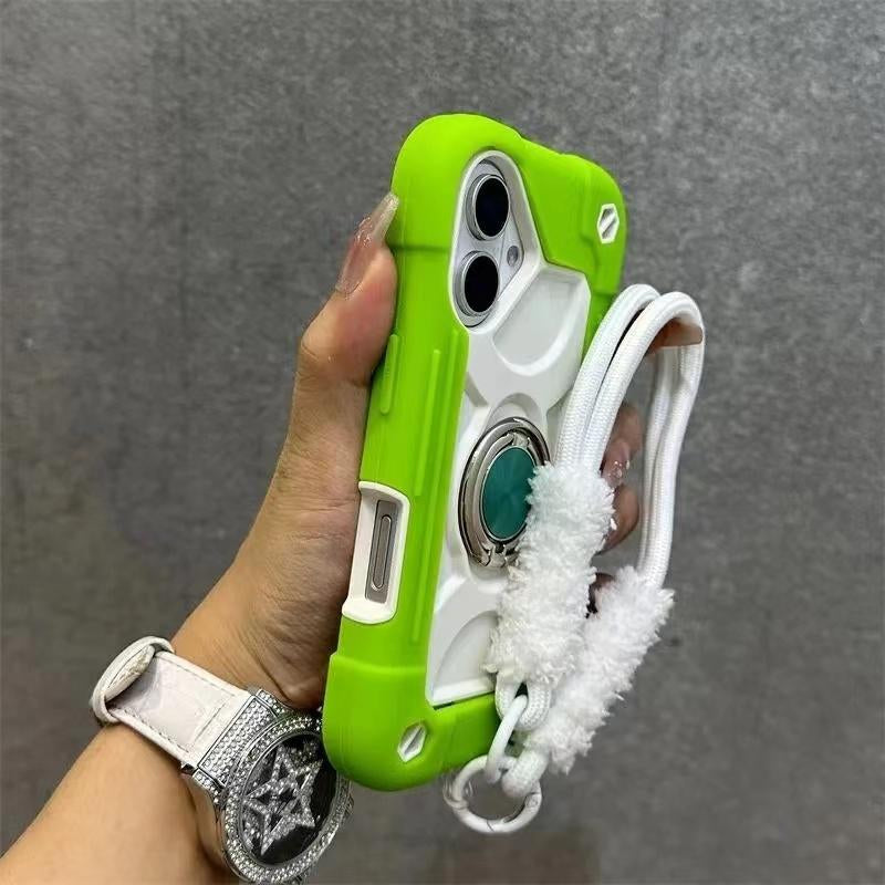 Dazzling New Ip16Promax Phone Case - Double Ring Thickened 15, Super Anti-Fall Protection, 14 Silicone, Purple Lanyard Cover, Smartphone Cover Protector Screen Protector Cellphone Protective Casing Shockproof