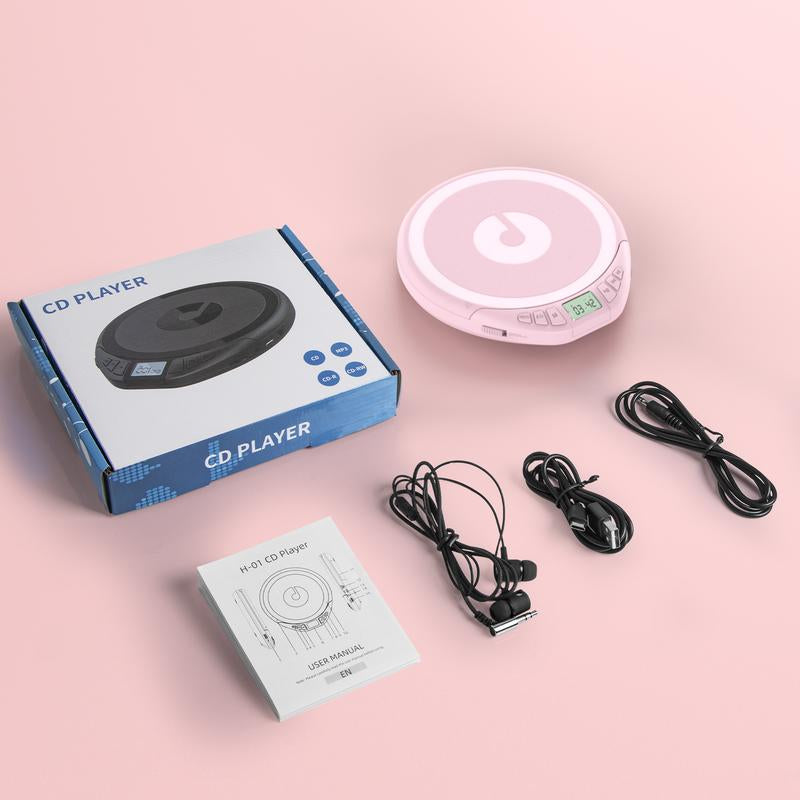 CD Player Portable CD Discman: with Earphones Portable CD Player for Car with Anti-Skip Shockproof Personal CD Player with LCD Display Support PROG Memory Function Repeat Playback Sound