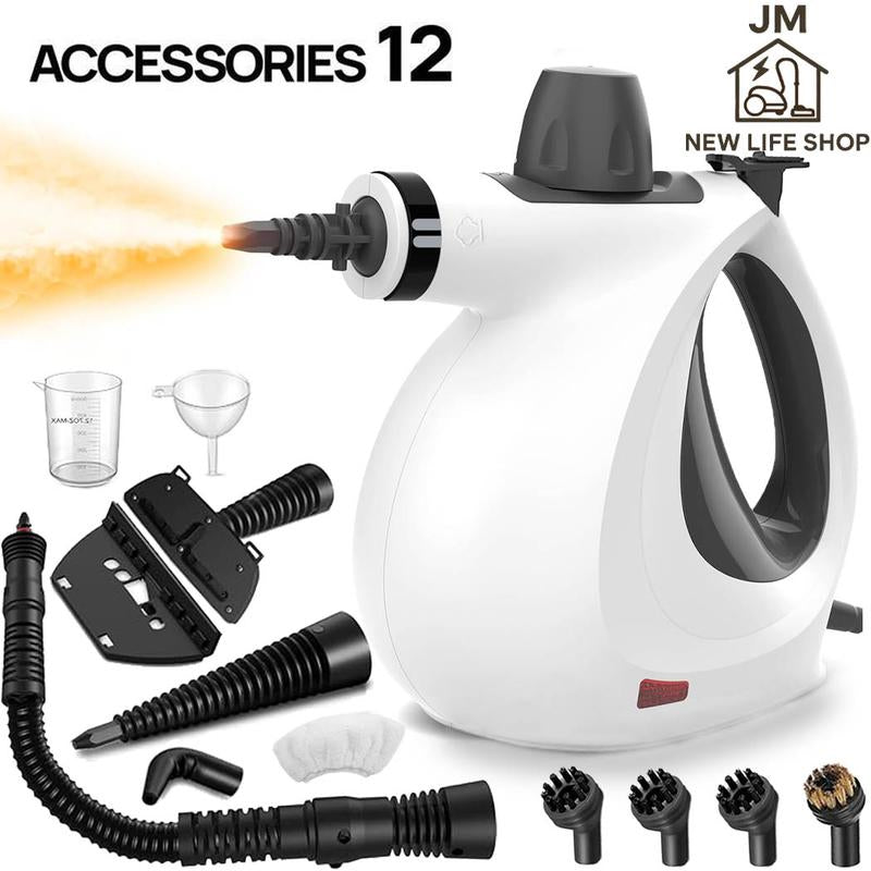 1050W Powerful Handheld Steam Cleaner and Mop, 12-In-1, 350Ml Water Tank Capacity, Chemical-Free Deep Cleaning, Suitable for Car, Kitchen, Bathroom, Multi-Purpose Deep Cleaning, Removes Dirt and Grease, Disinfects, Degreasing, Back to School Gift
