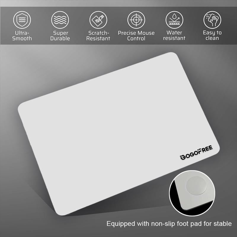 GOGOFREE Premium Tempered Glass Mouse Pad - Ultra-Smooth Gaming & Office Surface, Non-Slip Base, Durable & Easy to Clean - Ideal for Gamers & Professionals