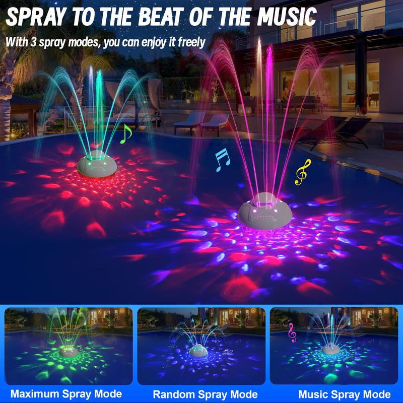3 in 1 Bluetooth Pool Speaker with Pool Fountain Light, 10000Mah Floating Pool Speaker, IP68 Waterproof Hot Tub Speakers, Loud Sound, BT5.4,24H Playtime Rechargeable Pool Water Fountain, White