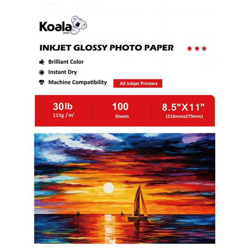 Koala Glossy Photo Paper Bundle – 3 Types (115Gsm/180Gsm/260Gsm Double-Sided) – 100 Sheets Each – Inkjet Printer Compatible"