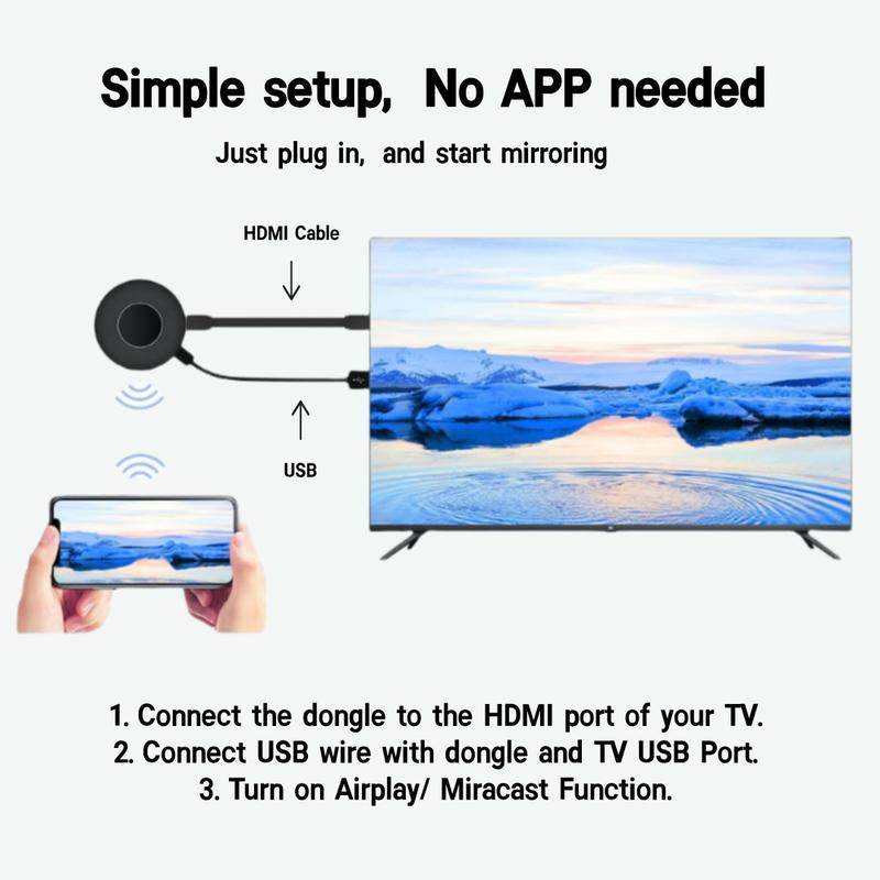 Wireless Screen Projector HD TV Monitor Portable Mobile Phone Connection TV Monitor HD Wireless 5G 4K Horizontal and Vertical Screen Connector Wireless HDMI Display Dongle Adapter Digital Products Smartphone