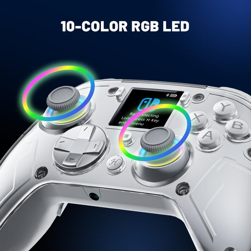 Interactive Screen Wireless Gaming Controller for Pc/Switch/Switch 2/Ps4/Tv/Ios/Android,Hall Effect Stick & Trigger, Gamepad, RGB Lighting,Remappable Buttons Console Bluetooth