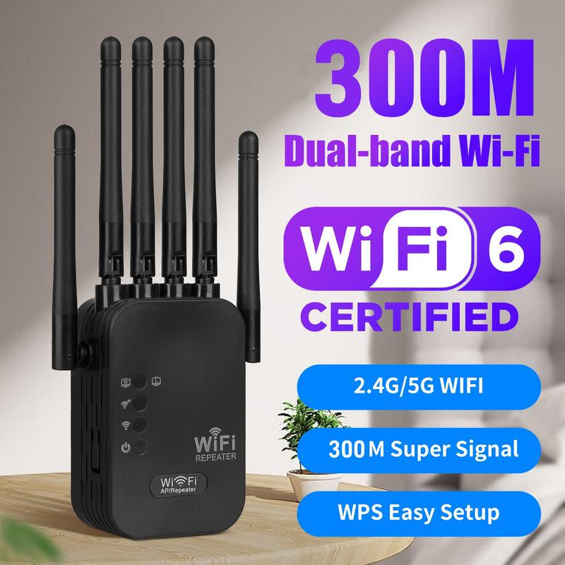 Wifi Extender, 300 Mbps Dual Band (5Ghz/2.4Ghz) Signal Booster, Repeater with Ethernet Port for Home, Gifts Wifi Extender Wifi Portable Range Indoor