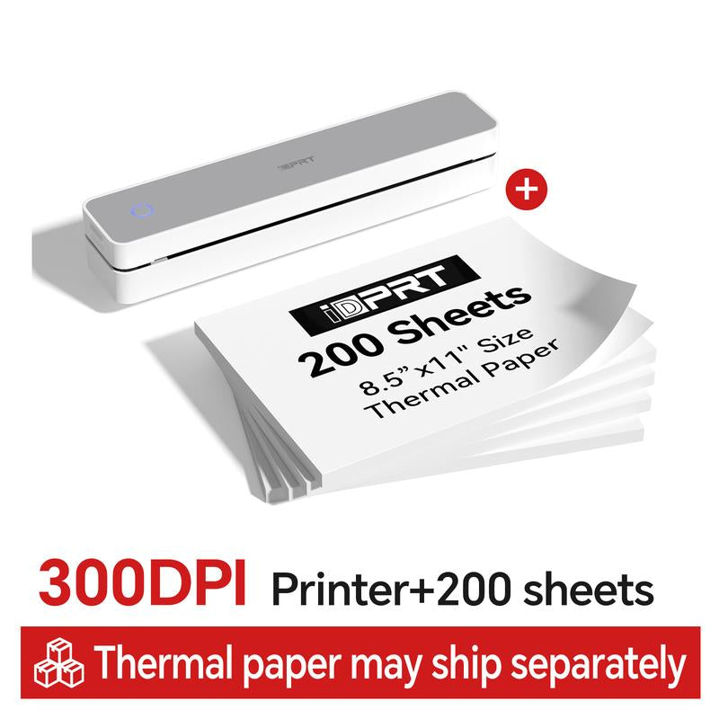 Portable Wireless Thermal Printer for Travel – 300DPI Inkless Mobile Bluetooth Printer, Supports 8.5" X 11" US Letter & A4, for Home, Office, and On-The-Go Printing
