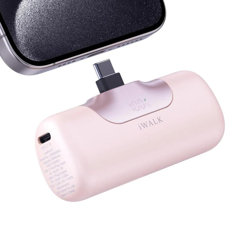 Iwalk 5500Mah Portable Charger, 22.5W USB-C Mini Fast Charging Power Bank for Iphone 16 Pro Max, Ipad, Samsung S24/S23 – Pink