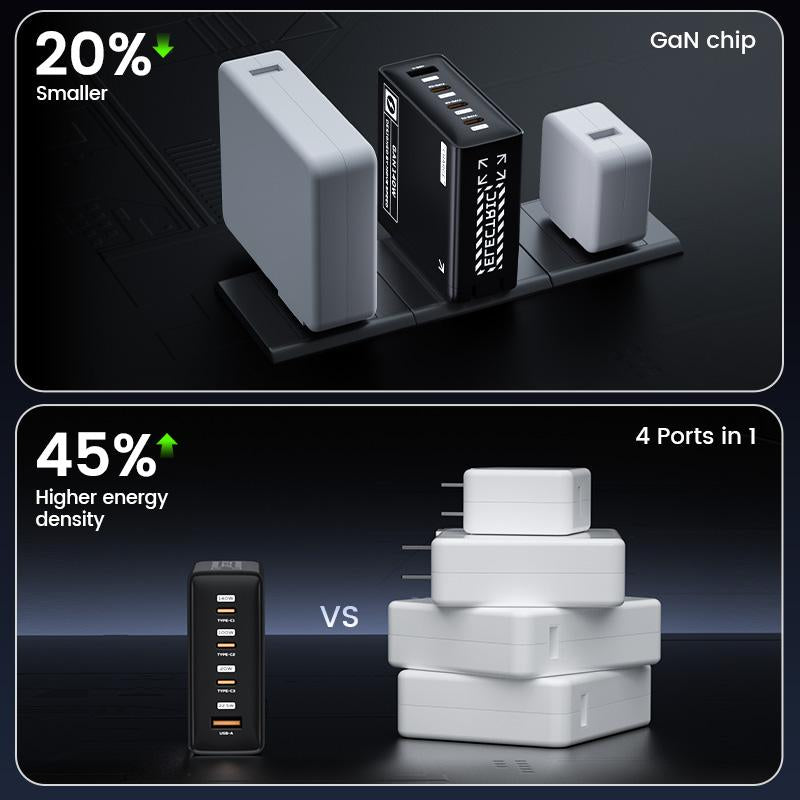 MOVE SPEED 140W USB C Charger PD3.1 Gan 4-Port Compact Laptop Wall Charger Foldable Plug 3Xusb-C Ports Fast Charging for Macbook Pro/Air, Iphone, Ipad Pro, Dell XPS Etc (With 140W Cable)