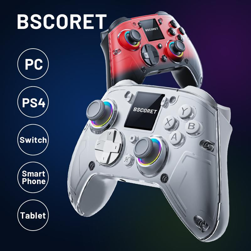 Interactive Screen Wireless Gaming Controller for Pc/Switch/Switch 2/Ps4/Tv/Ios/Android,Hall Effect Stick & Trigger, Gamepad, RGB Lighting,Remappable Buttons Console Bluetooth