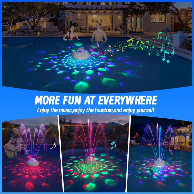 3 in 1 Bluetooth Pool Speaker with Pool Fountain Light, 10000Mah Floating Pool Speaker, IP68 Waterproof Hot Tub Speakers, Loud Sound, BT5.4,24H Playtime Rechargeable Pool Water Fountain, White