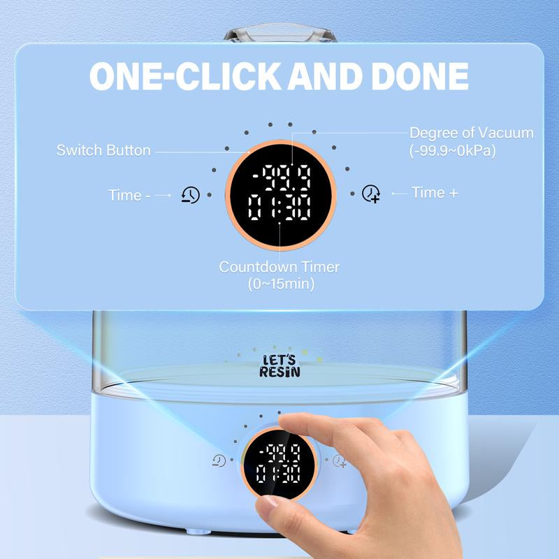 Upgraded Resin Bubble Remover, Eliminate 99% Bubble in 5-9 Minutes, 99Kpa with Digital Display,Bigger Capacity, Auto Vent, Timer for Epoxy Resin Casting, Resin Art Crafts, Jewelry Making