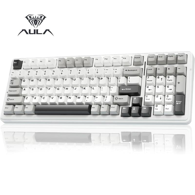 AULA F99 Wireless Mechanical Keyboard, Hot Swappable Custom Keyboard,Pre-Lubed Linear Switches,Gasket Structure,Rgb Backlit Gaming Keyboard (Blue&White)