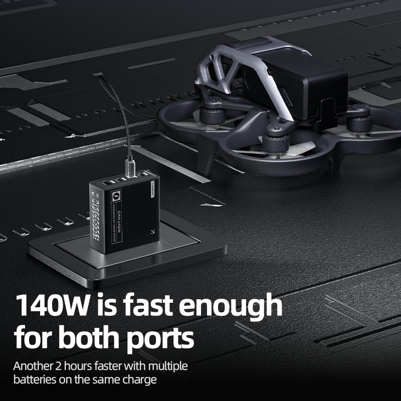 MOVE SPEED 140W USB C Charger PD3.1 Gan 4-Port Compact Laptop Wall Charger Foldable Plug 3Xusb-C Ports Fast Charging for Macbook Pro/Air, Iphone, Ipad Pro, Dell XPS Etc (With 140W Cable)