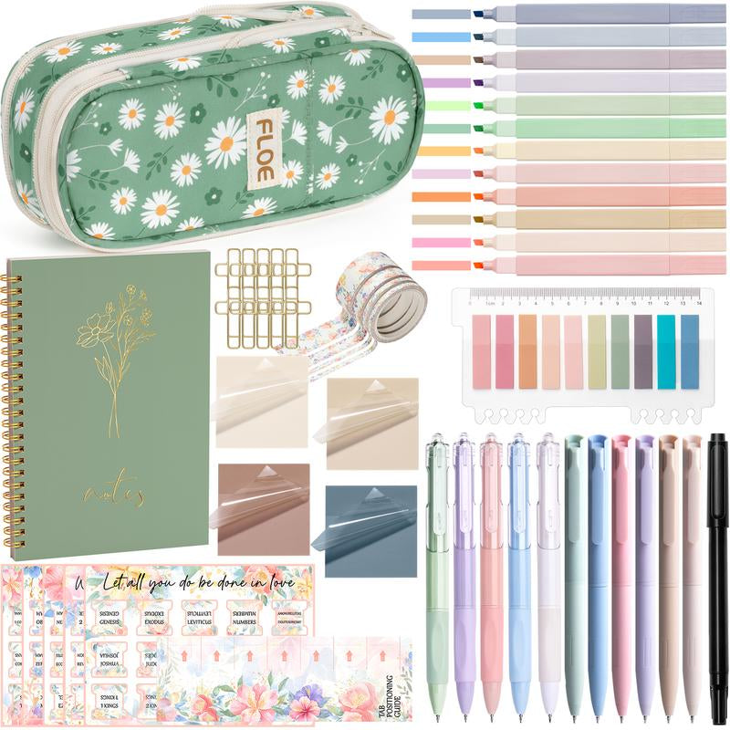 Aesthetic School Supplies with Cute Pencil Case, Pastel Highlighters Gel Pens Mechanical Pencils Set 0.5 0.7 & 2.0Mm, Office Back to School Supplies College Essentials Kit Student Stationary Set,Back to School Gift,Birthday'S Gift