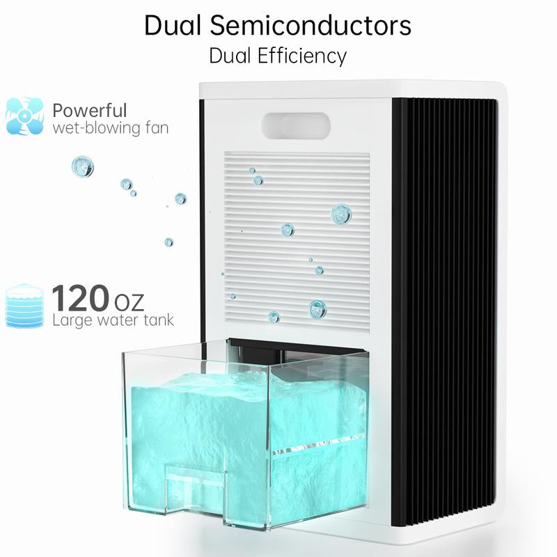 Portable Smart Dehumidifier,Air Purification with 7 Color LED Lights &Touch Screen, Ultra-Quiet Energy-Saving for Home Bedrooms Office Large Spaces