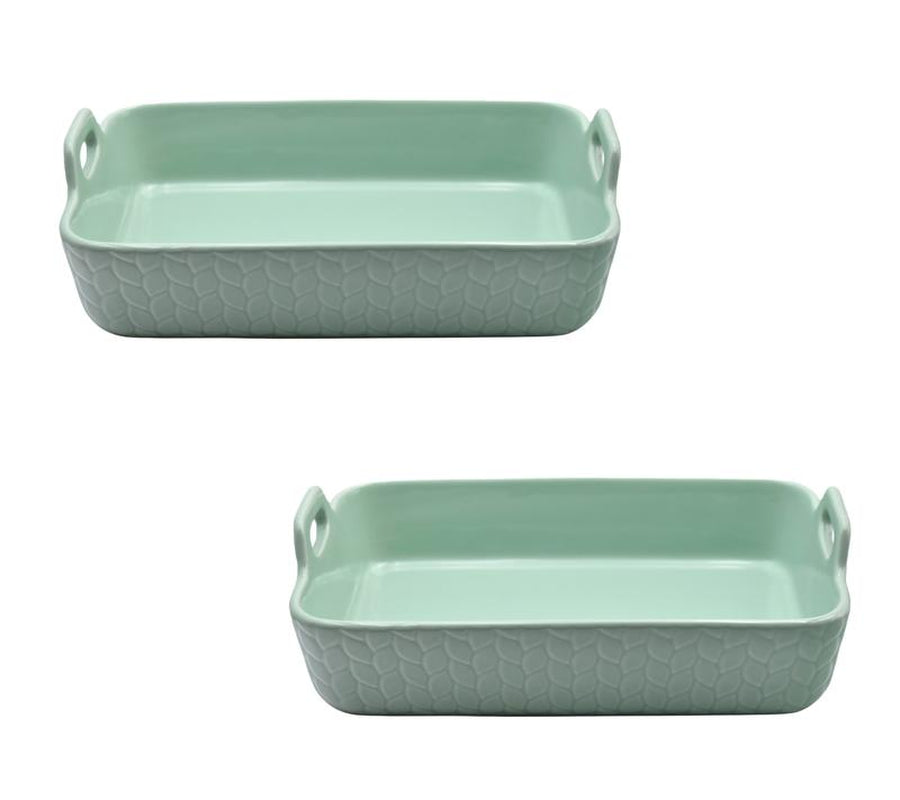 Temp-Tations Carved Willow Set of (2) 9"X13" Baker W/ Upswept Handles