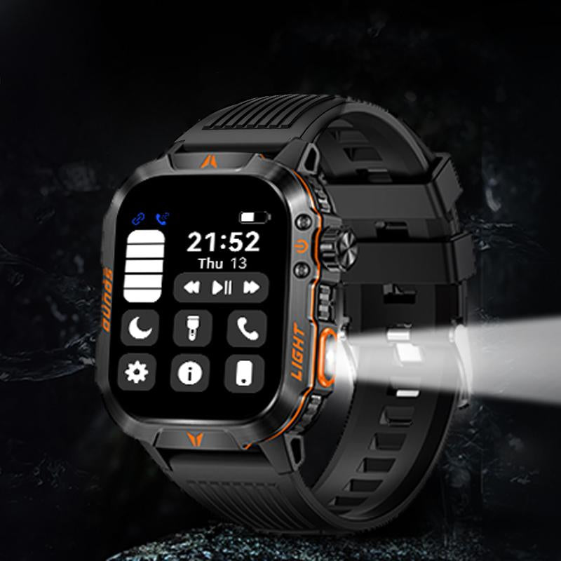 Military Smart Watch for Men, 1.52" HD Fitness with Flashlight Smartwatch with Answer/Make Call, Sport Watch with Heart Rate Spo2 Stress and Sleep Monitor Compatible with Iphone and Android Phones, Waterproof
