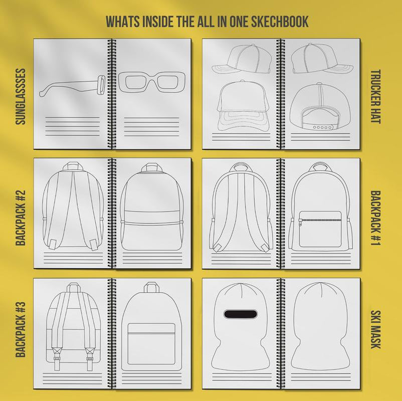 All in One Ez Sketchbook - Comes with 140 Pages with 75+ Mockups & 5 Freestyle Sketch Pages for Clothing Designers