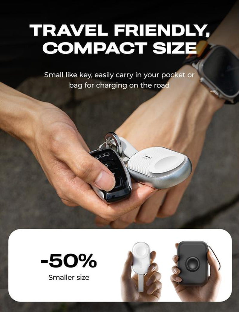 LISEN Portable Apple Watch Charger, Magnetic Fast Wireless Power Bank for Iwatch, Fast Charging for Apple Watch Series 9/8/7/6/5/4/3/2/SE. Usb