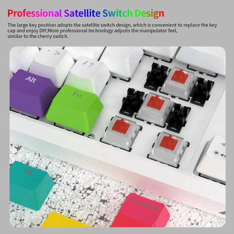 AJAZZ K870T TKL Wired/Wireles RGB Mechanical Keyboard | Rechargeable 2000Mah Tenkeyless Bluetooth Keyboard with Volume Wheel Design
