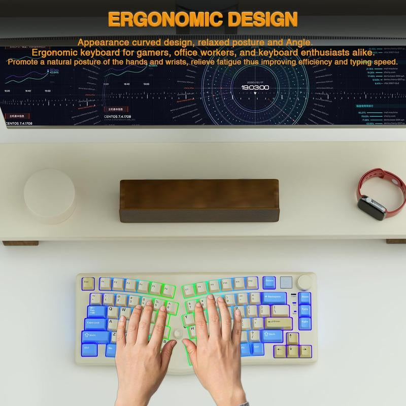 LEOBOG A75 75% Alice Keyboard, Wireless Gaming Keyboard with Knob and Joystick Design, Top Mount Mechanical Keyboard with Flex-Cut PCB, PC Plate, Magnetic Stands for Win/Mac
