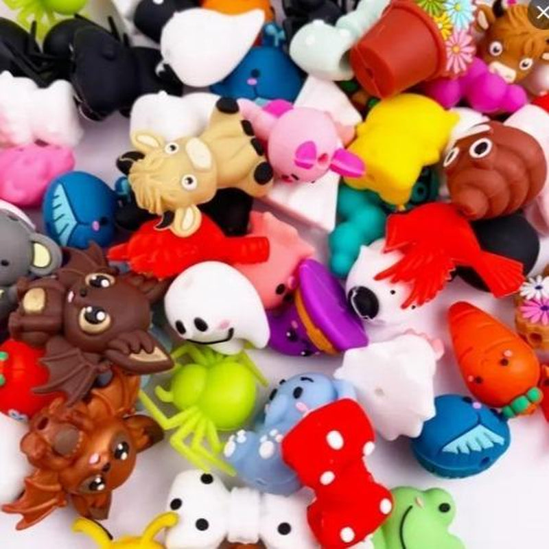 40Pcs New Cute Silver Phone Case Holder with Beadable Keychain Bar
